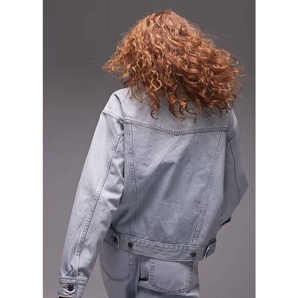 Women's Oversize Denim Trucker Jacket Bleached Size 12 NWT - Picture 4 of 4